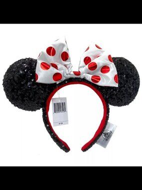 Disney Parks Minnie Mouse Ears Red Polka Dot Sequins Collection Headband